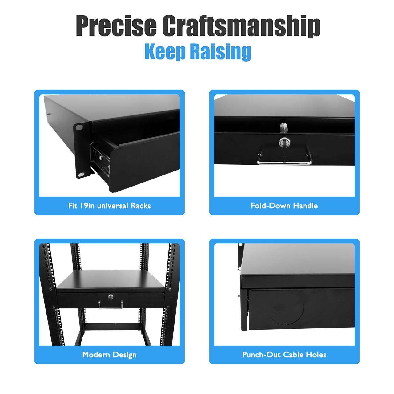 New 3U Drawer Rack Mount DJ 19'' Rack Case Equipment Deep Drawer 3Space ...