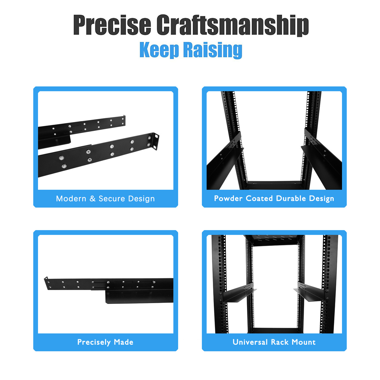 Raising Electronics Rack Mount Supporting Rails L-Shape 1 Pair ...