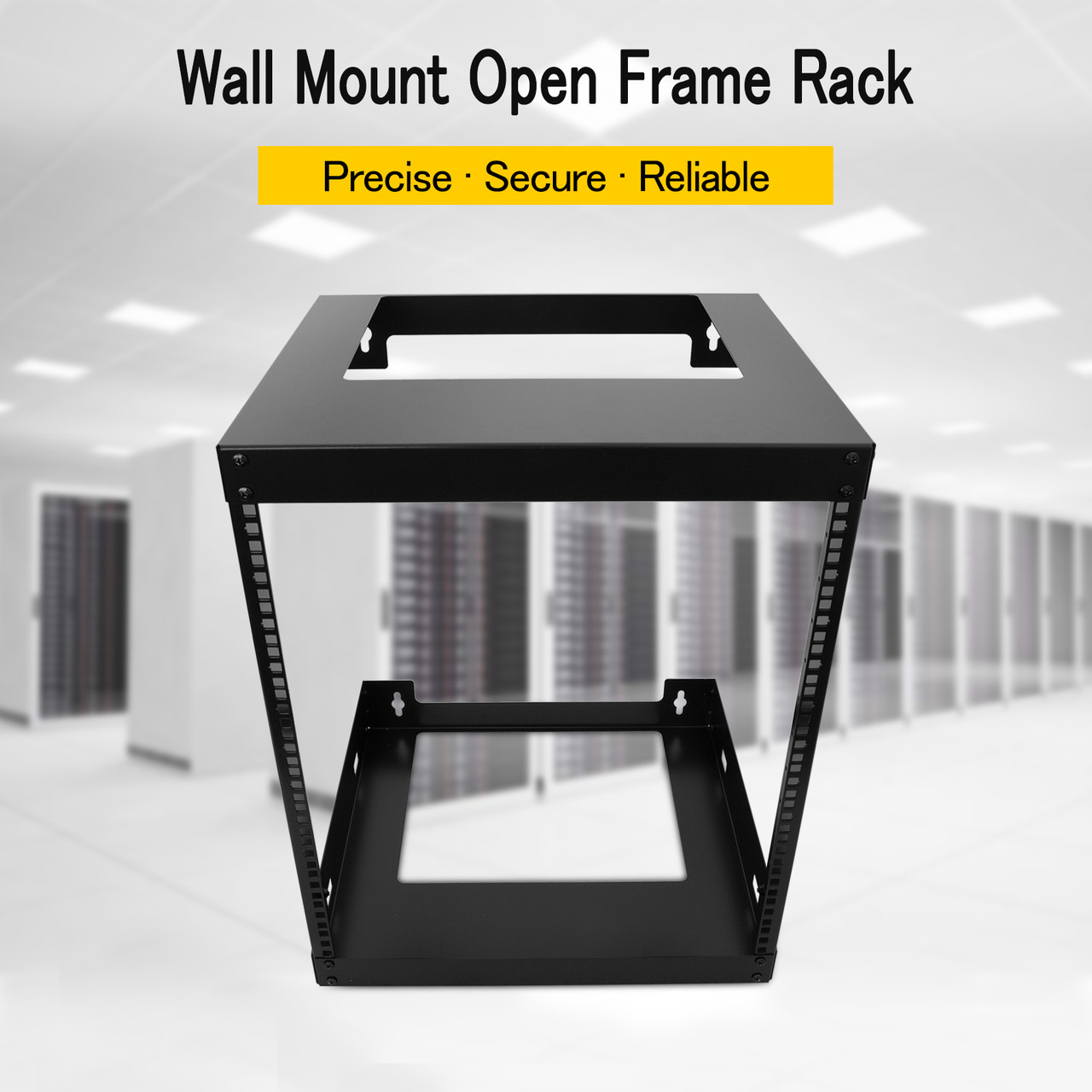 12U Wall Mount Open Frame 19'' Server Equipment Rack Threaded 18 inch ...