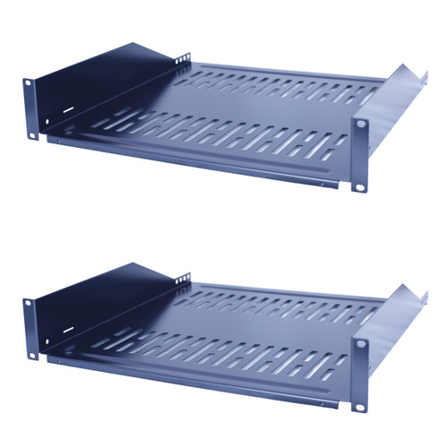 2 Pack 19" Vented Steel 2 Space 2U Rack Mount Cantilever Network Shelf 14" Deep