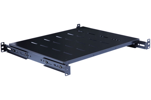 1U 4-Post Adjustable Vented Server Rack Mount Shelf - 330lbs(150 kg) - 19.5  to 38in Adjustable Mounting Depth Universal Tray for 19 AV/ Network