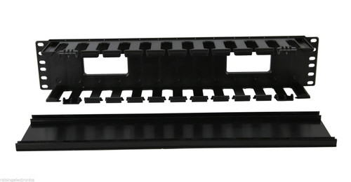 2U Horizontal Rack Mount Cable Management Unit with Panel Plastic 19"