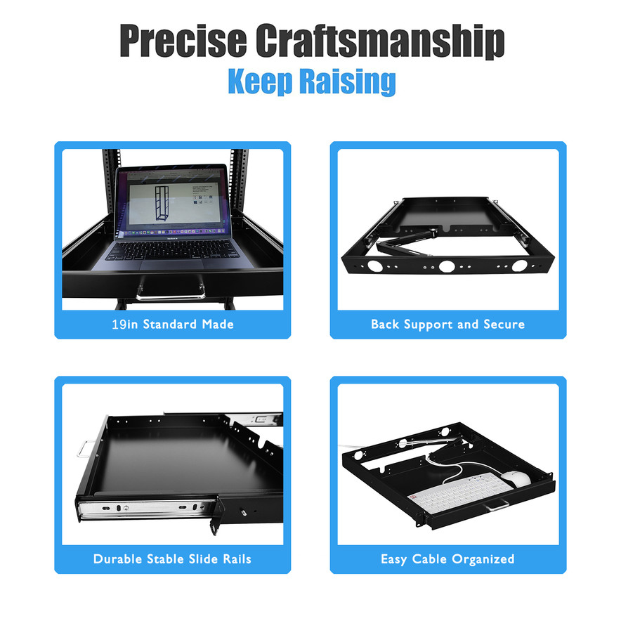1U Rack Mount Sliding Keyboard Drawer 19