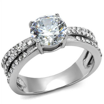 Women Stainless Steel Cubic Zirconia Ring TK2862