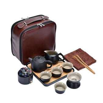 Trending Vintage Handmade Pottery Kung Fu Tea Set with Traveling Bag