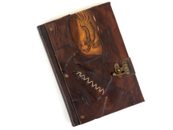 Eagle Pattern Brown Leather Notebook Journal Diary Craft