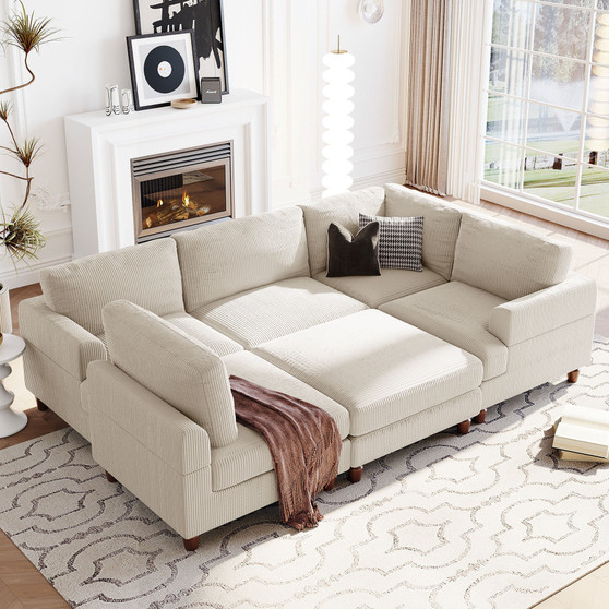 Sectional Sofa with Ottoman L Shaped Corner Sectional