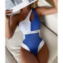 Colorblock One Piece One Shoulder Swimwear