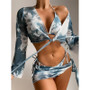 Four Piece Bikinis Women's Swimsuits Tie dye Swimwear Halter Biquini