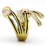 Women Stainless Steel Synthetic Multi Crystal Ring