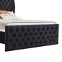 Queen Size Platform Bed Frame, Velvet Sleigh Bed