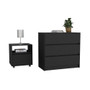 Milford 2 Piece Bedroom Set, Nightstand + Dresser, Black Finish