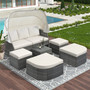 Patio Furniture Set Daybed Sunbed with Retractable Canopy