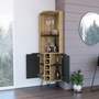 Corner Bar Cabinet Leverkusen, Aged Oak / Black