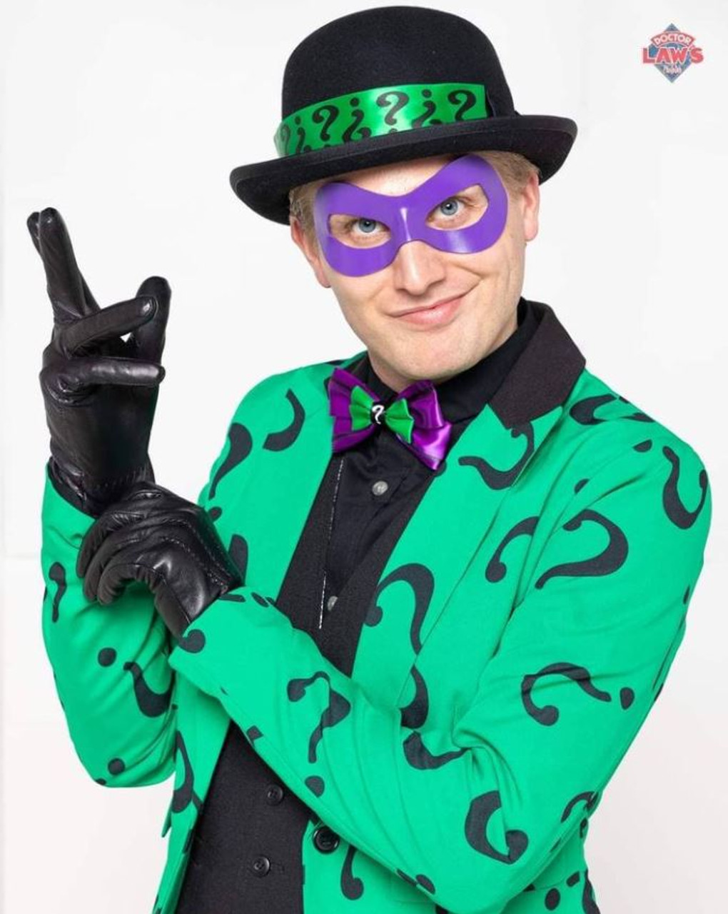 Riddler Green Costume Leather Eye Mask - MOST Authentic - FREE