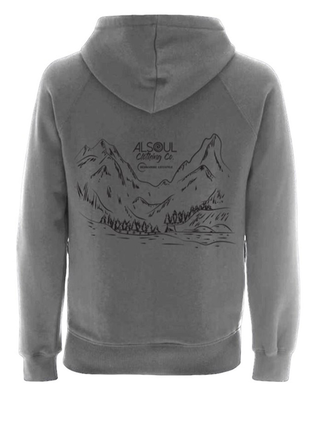 100% Organic Cotton Pullover Hoodie w/ Mountain/Berkshire Lifestyle, Grey