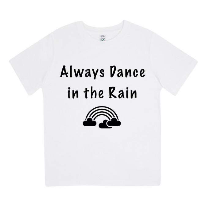 "Dance in the Rain" - Youth 100% Organic Cotton Jersey T-Shirt, White