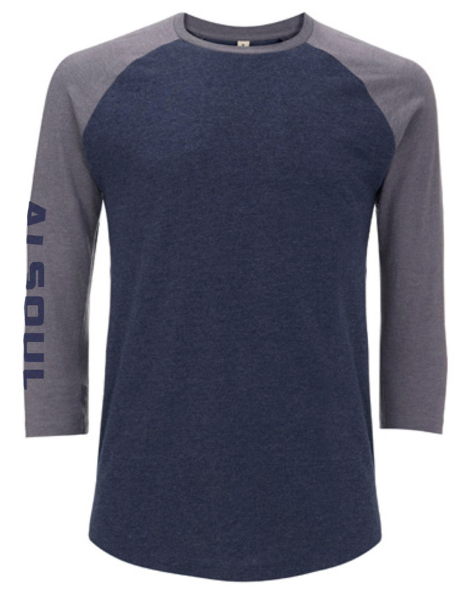 Recycled Baseball T-Shirt, Navy/Grey