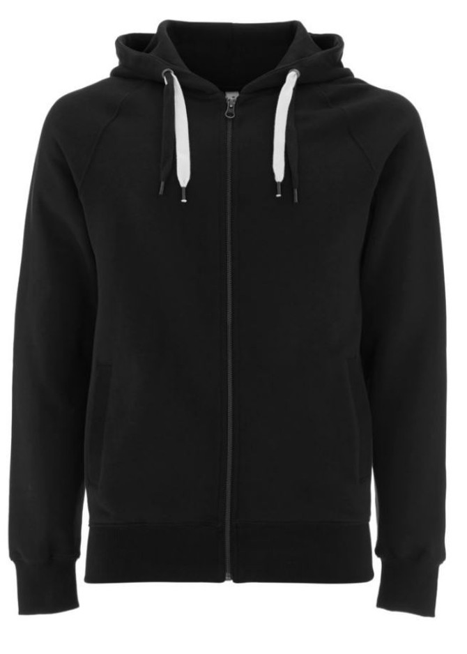 100% Organic Cotton Zip-Up Hoodie, Black