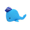 Hand-Knit Blue Whale With Striped Cap