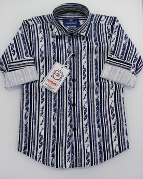 Boys Shirt - White & Black Strip