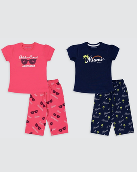 Girls Pyjamas - Pink & Dark Blue