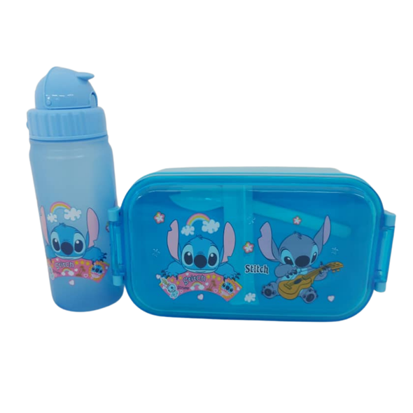Lunch Box  with Bottle - Stitch Blue