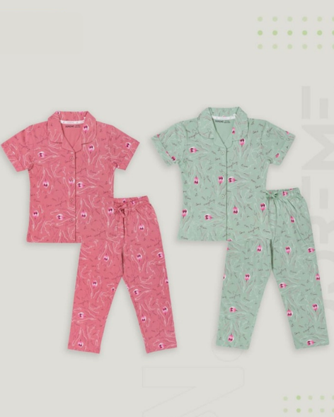 Girls Pyjamas - Pink & Green