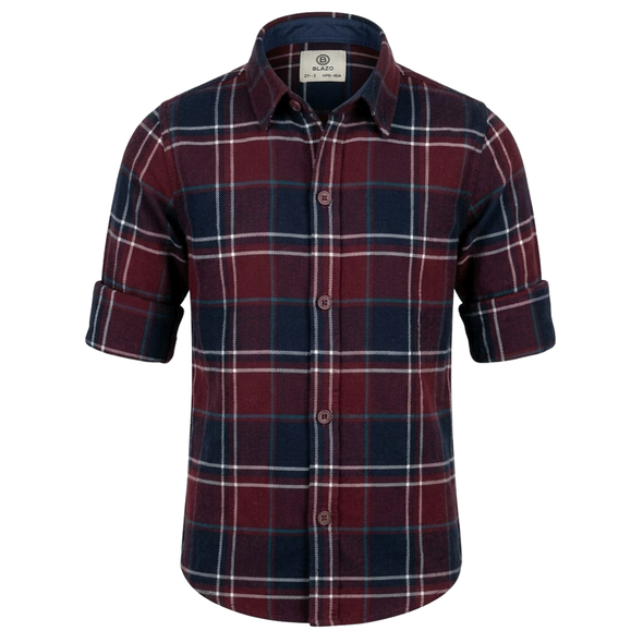 Boys’ Shirt - Maroon Checks