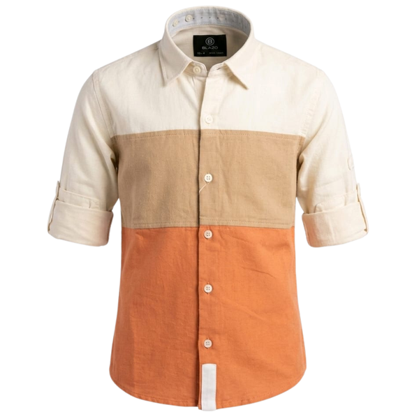 Boys Shirt - White & Brown