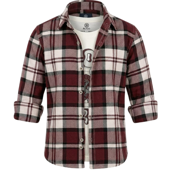 Boys Shirt - Maroon Checks