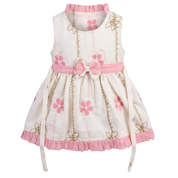 Girls Dress - White & Pink