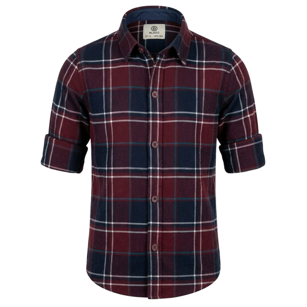 Boys Shirt - Maroon Checks