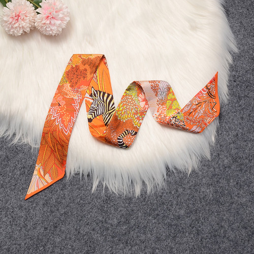 Real mulberry silk headband handle women's grass zebra long silk scarf
