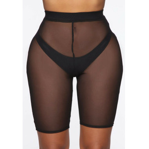 Rejea Women Candy Color Bikini Swimwear Cover Up Mesh See Through Slim Fit Shorts Cycling Hot Pants Swim Beachwear Ladies Cover Ups