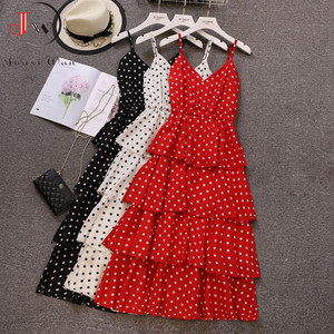 REJEA Summer Women Long Dress Fashion V-neck Sexy Spaghetti Strap Polka Dot Dress New Beach Maxi Dress Black White Red Party