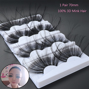 Rejea 1Pair False Eyelashes 100% Mink 3D Fake Eyelashes 70mm Super Long Exaggeration Fluffy Messy Criss-cross Dramatic Eyelashes