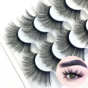 Rejea 5 Pairs 3D Faux Mink Hair False Eyelashes Natural Long Wispies  Flared Lashes Handmade Eye Lashes Extension Eye Makeup Tools