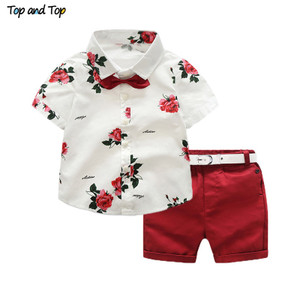 Rejea Top and Top boys clothing sets summer gentleman suits short sleeve shirt + shorts 2pcs kids clothes children clothing set