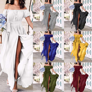 Rejea Plus Size Summer Sundress Women Ruffles Long Maxi Dress Sexy Off Shoulder Short Sleeve Buttons Party Vestidos Mujer Rejea Plus Size Summer Sundress Women Ruffles Long Maxi Dress Sexy Off Shoulder Short Sleeve Buttons Party Vestidos Mujer