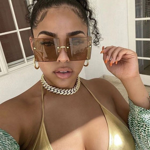 Rejea Square Oversized Sunglasses Women Vintage Luxury Rimless Sun Glasses For Female Big Frame Gradient Mirror Metal Oculos De Sol Rejea Square Oversized Sunglasses Women Vintage Luxury Rimless Sun Glasses For Female Big Frame Gradient Mirror Metal Oculos De Sol