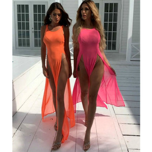 Rejea New Bikini Cover Ups Women Mesh Sheer See Through Sexy Beach Dress Sleeveless Split Maxi Dress Swimsuit Sarong Rejea New Bikini Cover Ups Women Mesh Sheer See Through Sexy Beach Dress Sleeveless Split Maxi Dress Swimsuit Sarong