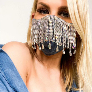 Rejea Fashion glamour women's shining Crystal Rhinestone fringed mask ornament women's nightclub party decoration mask jewelry Rejea Fashion glamour women's shining Crystal Rhinestone fringed mask ornament women's nightclub party decoration mask jewelry