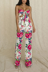 Rejea New Style Women’s Summer Two Piece Suit Sexy Flower Print Lace-up Tube Top High Waist Long Pants Strapless Sets Rejea New Style Women’s Summer Two Piece Suit Sexy Flower Print Lace-up Tube Top High Waist Long Pants Strapless Sets