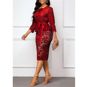 REJEA Summer Autumn Dress Women Casual Plus Size Slim Patchwork Lace Office Pencil Dresses Elegant Sexy V Neck Long Party Dress REJEA Summer Autumn Dress Women Casual Plus Size Slim Patchwork Lace Office Pencil Dresses Elegant Sexy V Neck Long Party Dress