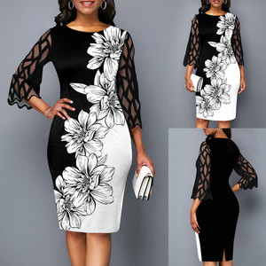 REJEA Office Ladies Floral Bodycon Dress Spring Summer Dress Women Mesh 3/4 Sleeve Vintage Sexy Party Dresses Female Midi Dress D30 REJEA Office Ladies Floral Bodycon Dress Spring Summer Dress Women Mesh 3/4 Sleeve Vintage Sexy Party Dresses Female Midi Dress D30
