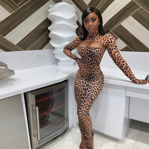 REJEA Long Sleeve Turtlenack Leopard Print Hollow Out Sexy Maxi Dress Autumn Winter Women Fashion Party Club Outfits REJEA Long Sleeve Turtlenack Leopard Print Hollow Out Sexy Maxi Dress Autumn Winter Women Fashion Party Club Outfits