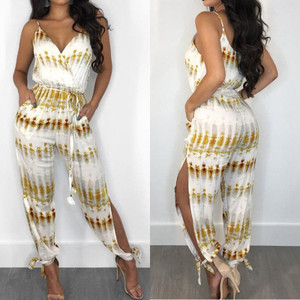 REJEA Elegant Fashion Lady Women Holiday Playsuit Romper Long Trousers Loose Jumpsuit Summer Beach Sleeveless V Neck Sexy Bodysuit REJEA Elegant Fashion Lady Women Holiday Playsuit Romper Long Trousers Loose Jumpsuit Summer Beach Sleeveless V Neck Sexy Bodysuit