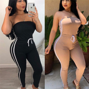 REJEA Summer Women Off Shoulder Jumpsuits Fashion New Brand Ladies Lace Up Solid Loose Elastic Romper Ladies Bodysuits Casual REJEA Summer Women Off Shoulder Jumpsuits Fashion New Brand Ladies Lace Up Solid Loose Elastic Romper Ladies Bodysuits Casual