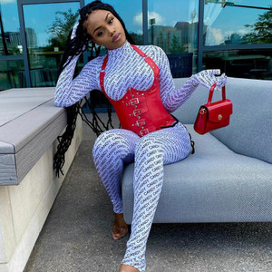 REJEA Long Sleeve With Gloves Letters Print Sexy Jumpsuit Autumn Winter Women Fashion Streetwear Outfits Romper Body REJEA Long Sleeve With Gloves Letters Print Sexy Jumpsuit Autumn Winter Women Fashion Streetwear Outfits Romper Body